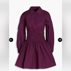 Maje Shirred Purple Mini Shirt Dress